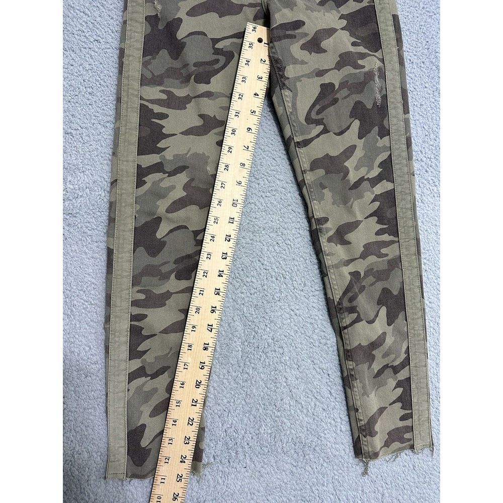Zara Z1975‎ Denim Camouflage Ankle Pants Green Distressed Raw Hem Womens 4 - Picture 8 of 11